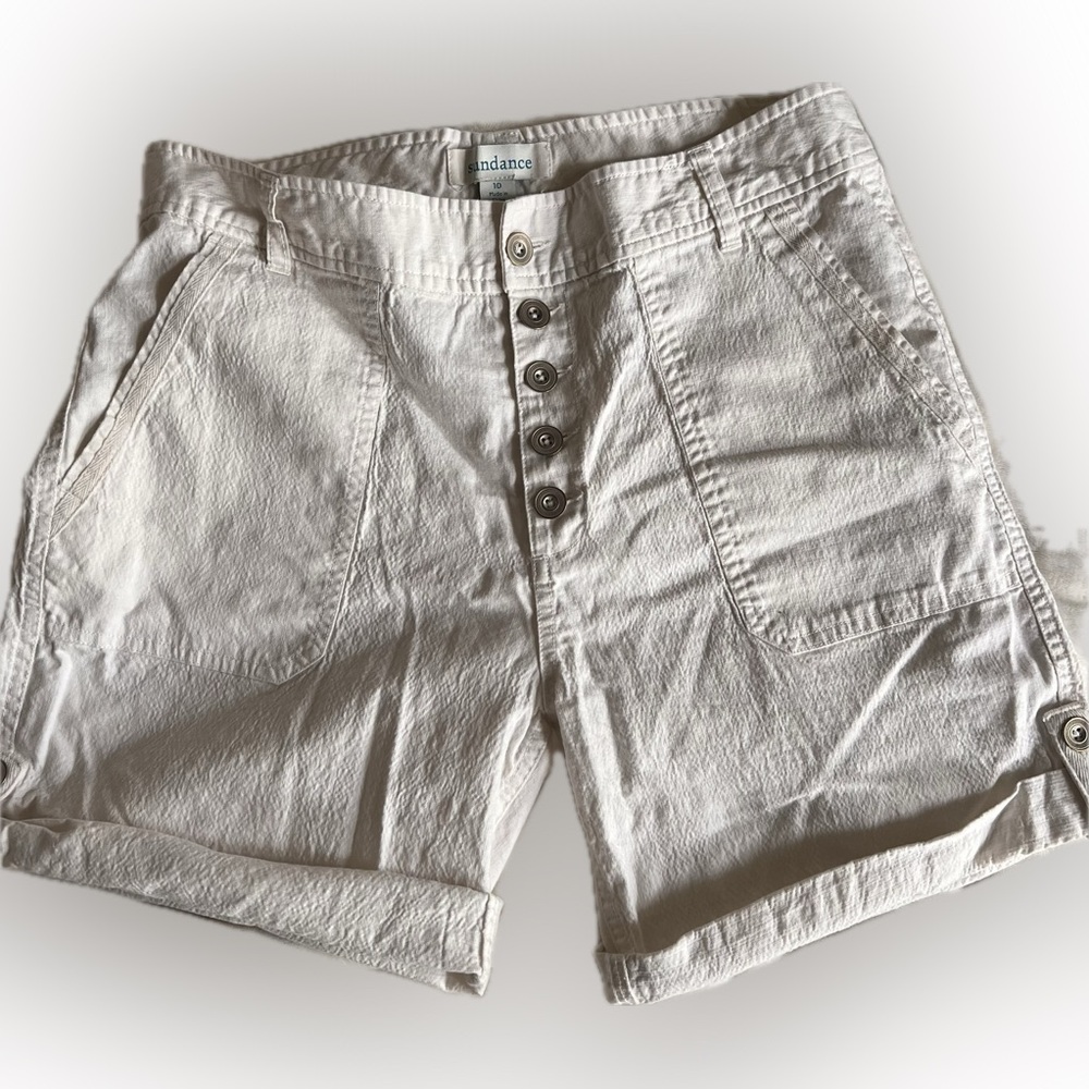 Sundance catalog high waist button fly white shorts like new! 10 worn once